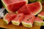 Red 616085.JPG Cut watermelon on cutting board